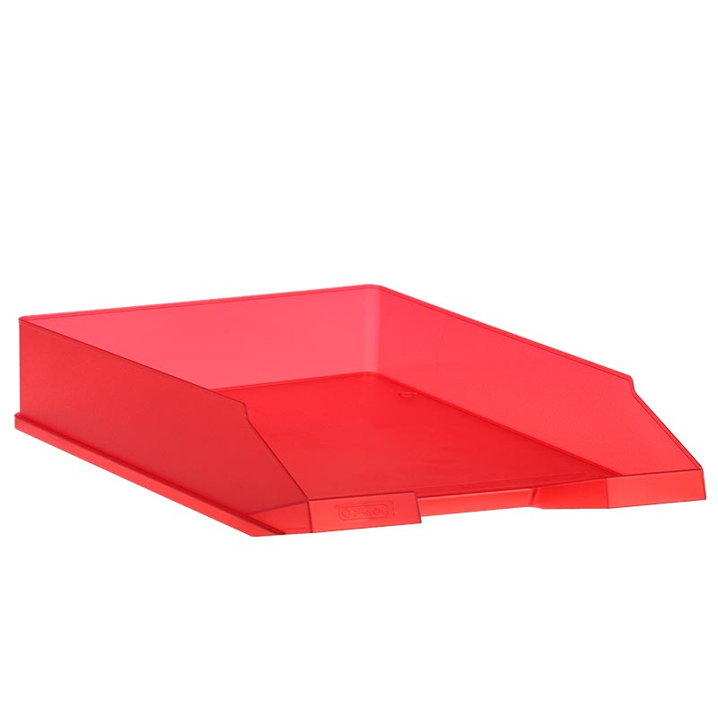 Ablagekorb classic aus Kunststoff DIN A4 in transluzent rot stapelbar