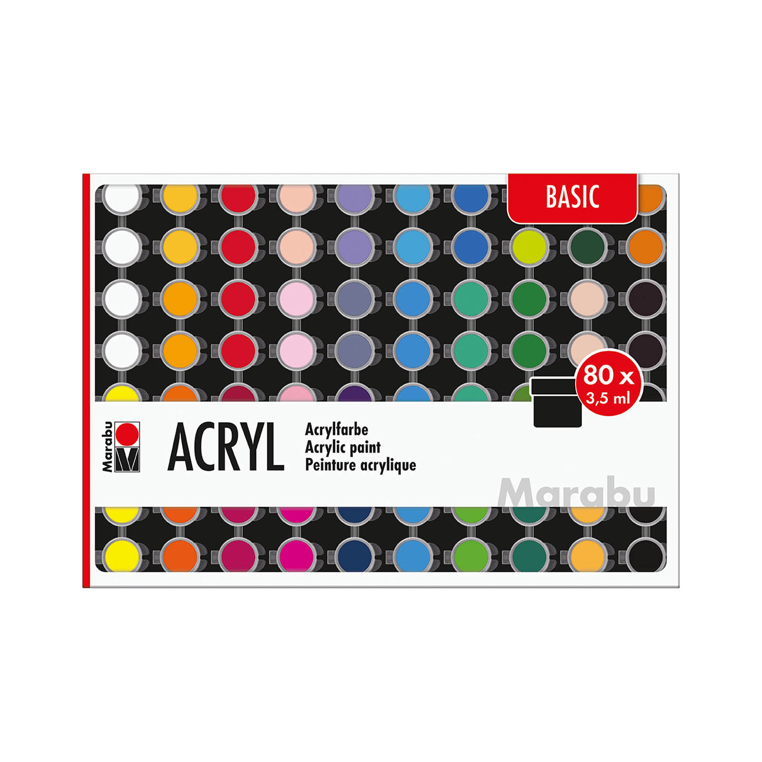Acrylfarben-Set 80 x 3,5 ml "Basic", auf Wasserbasis, mehrere Farben