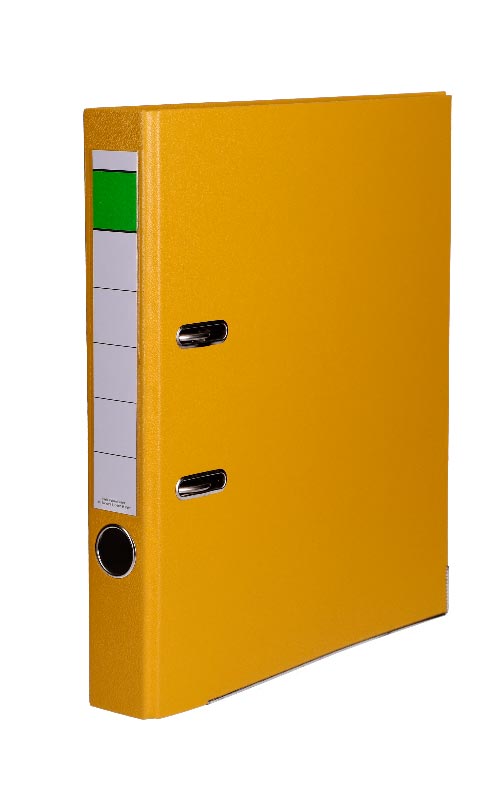 Ordner aus Kunststoff DIN A4 in gelb mit einer Rückenbreite von 5 cm