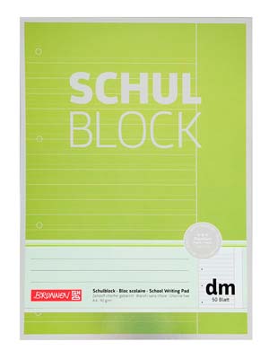 Schulblock BRUNNEN für die Grundschule DIN A4 Lineatur DM mit Doppelrand  und 4-fach-Lochung 50 Blatt