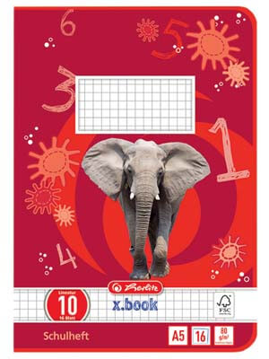 Herlitz Heft DIN A5 mit Elefanten-Motiv, 16 Blatt und Lineatur 10