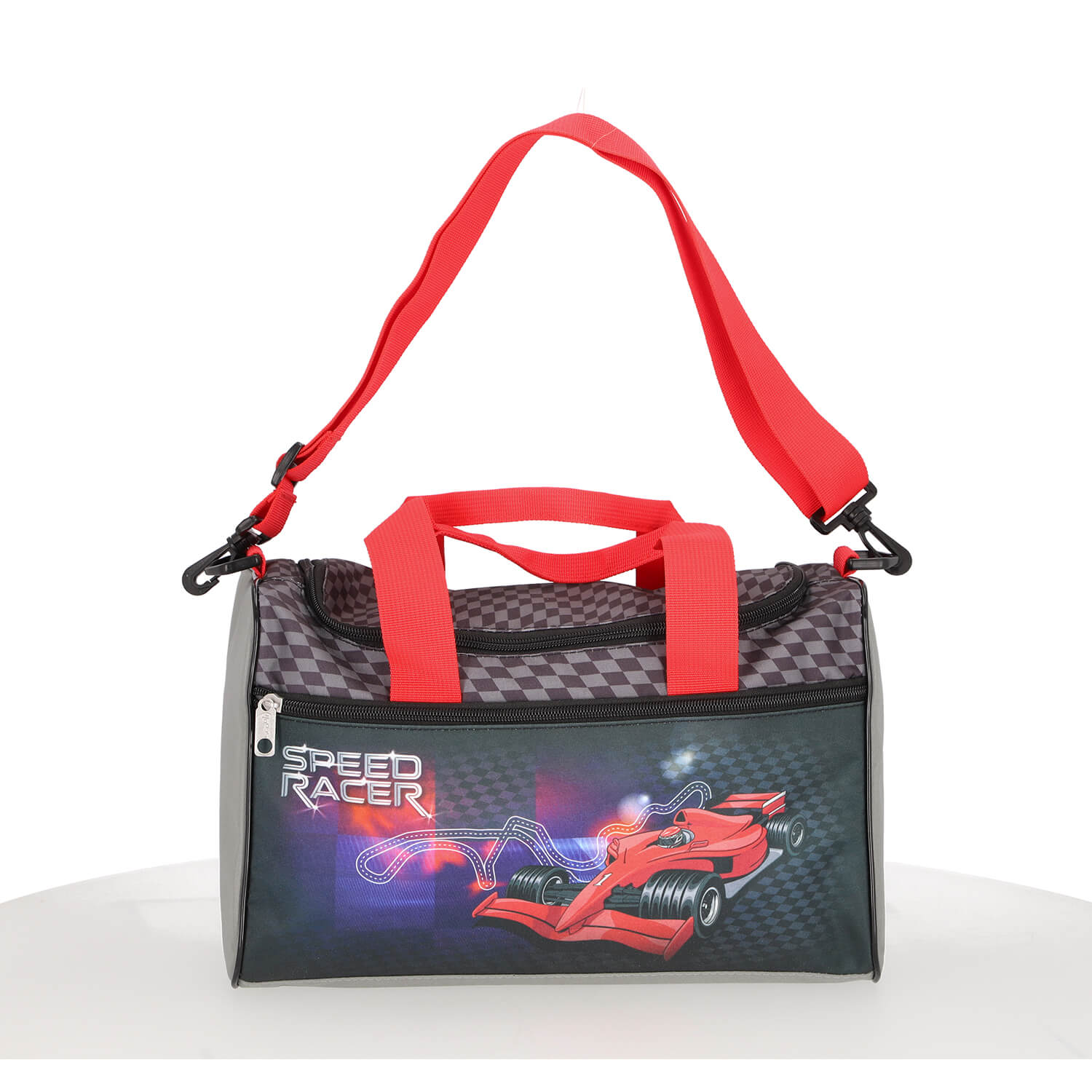 Scooli Sporttasche mit Speed Racer Rennwagen Motiv in rot/schwarz