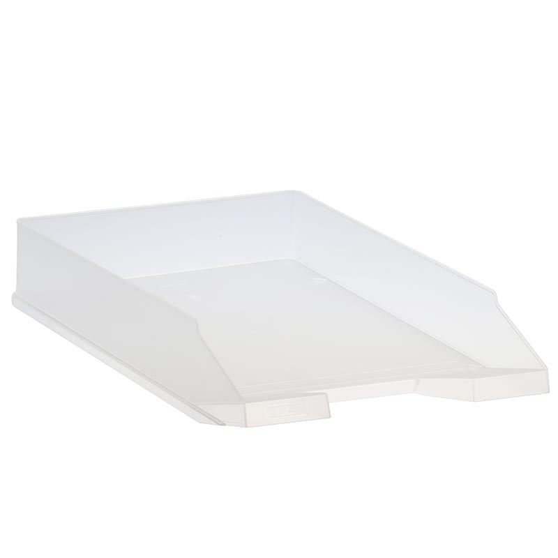 Ablagekorb classic aus Kunststoff DIN A4 in transluzent weiß stapelbar