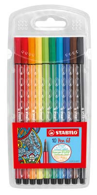 STABILO Premium-Filzstift Pen 68 im 10er-Pack mit mehreren Farben und 1 mm Strichstärke auf Wasserbasis 