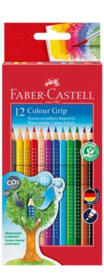 Faber-Castell Buntstifte Color-Grip im 12er-Pack mit ergonomischer Soft-Grip-Zone