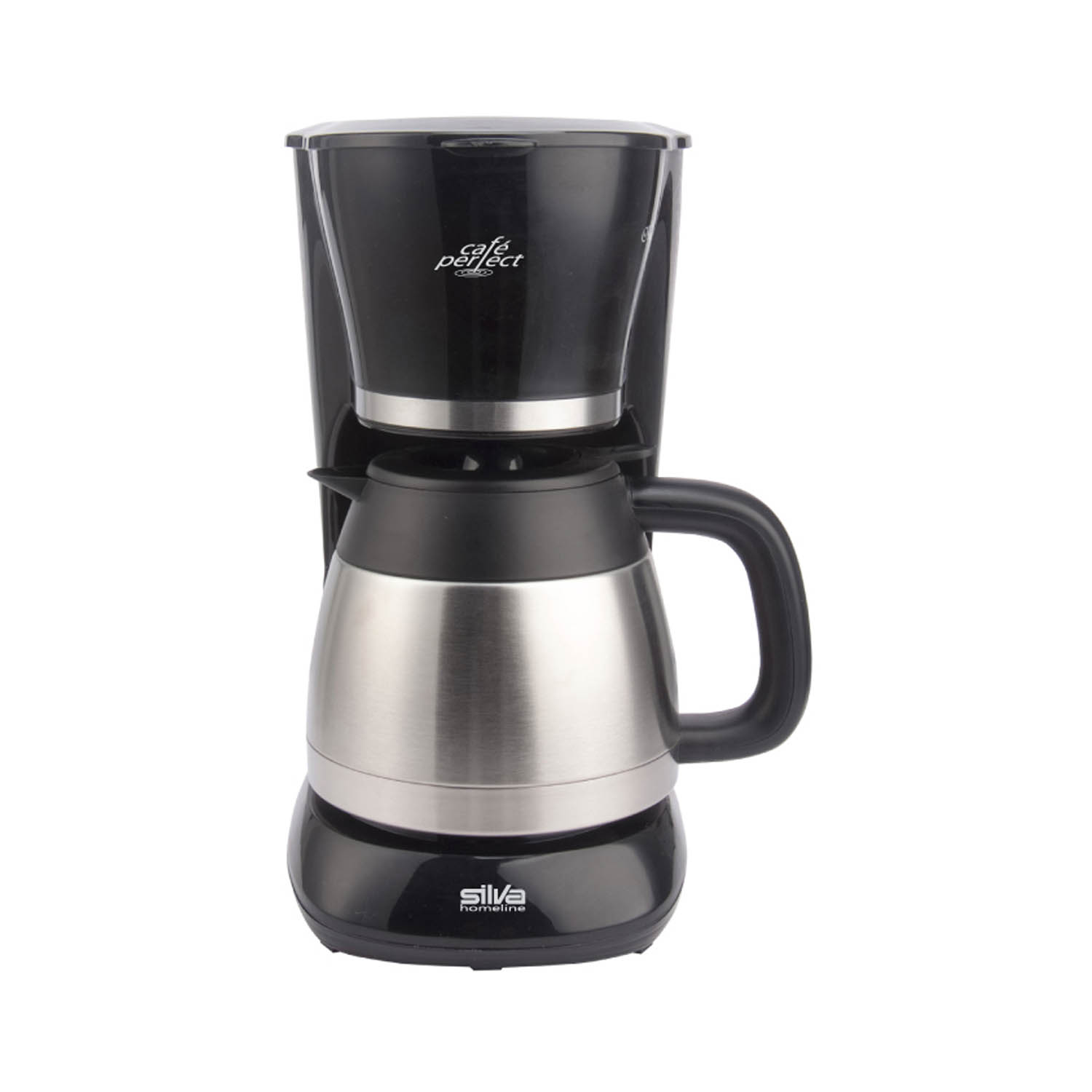 Silva Homeline Thermo Kaffeemaschine, Fassungsvermögen von 1 Liter und doppelwandige Edelstahl-Thermokanne, schwarz