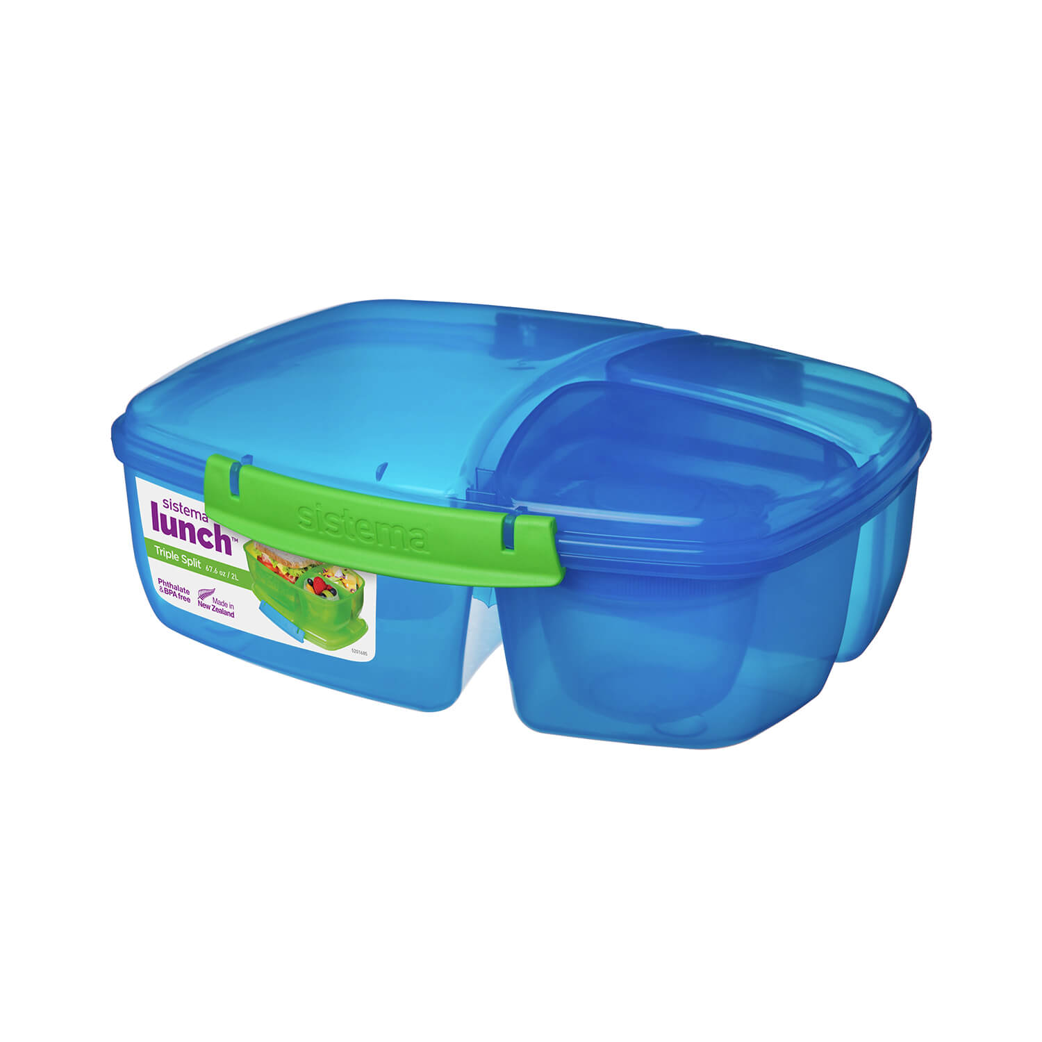 Sistema Lunchbox Triple Split, Frühstücksdose mit Joghurttopf, 2 L, blau