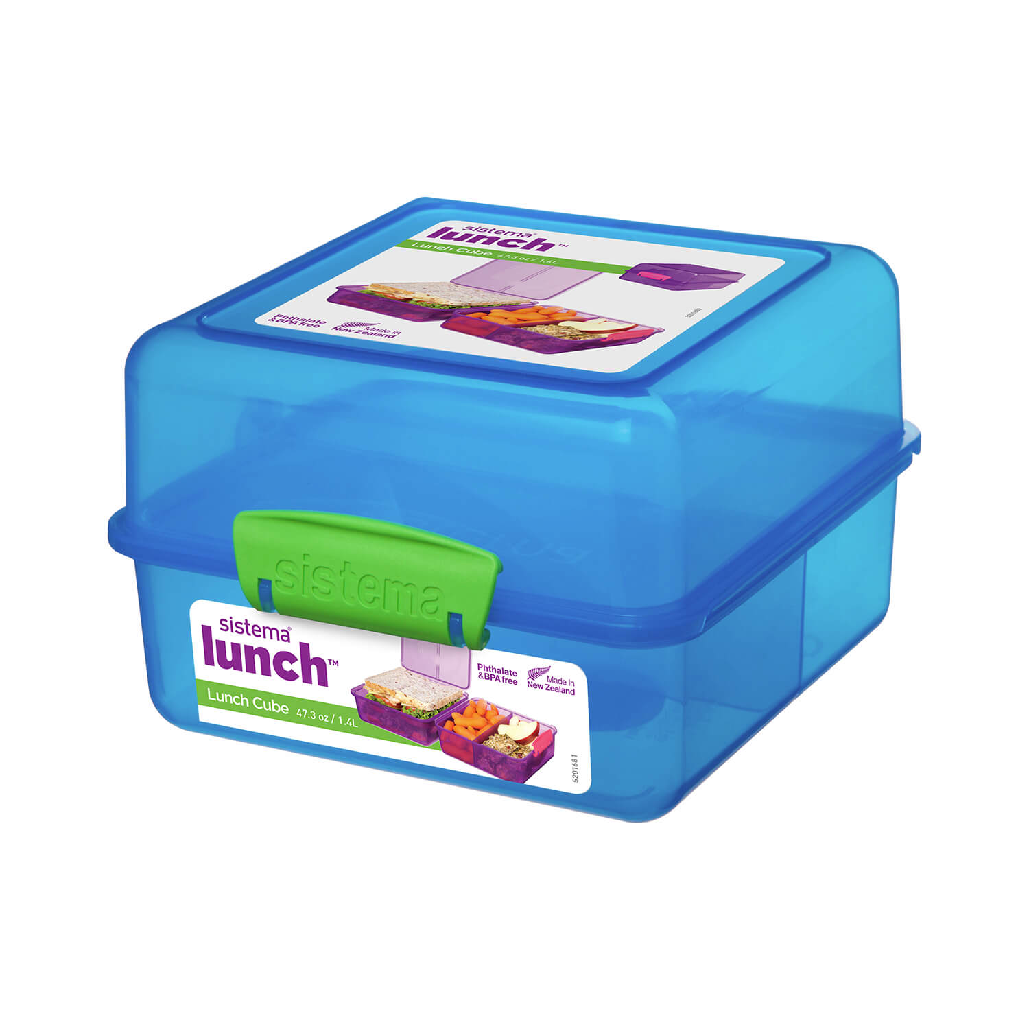 Sistema Lunchbox Cube 1,4 L mit Fächern und Deckel, BPA-frei, blau