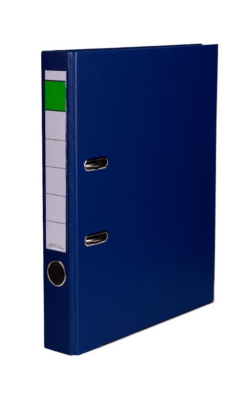 Ordner aus Kunststoff DIN A4 in blau mit einer Rückenbreite von 5 cm