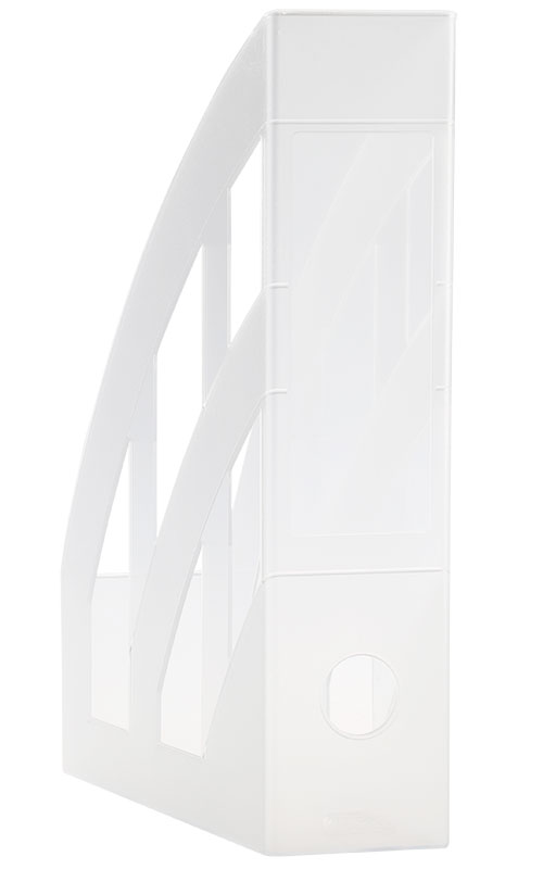 Stehsammler classic aus Kunststoff DIN A4 in transluzent weiß mit seitlichen Durchbrüchen