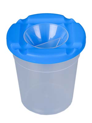 Pinselbecher Pagro aus Kunststoff in blau mit Deckel