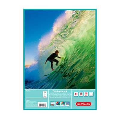 Herlitz Zeichenblock DIN A3 mit Surfer-Motiv und 25 Blatt
