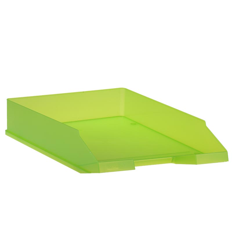 Ablagekorb classic aus Kunststoff DIN A4 in transluzent hellgrün stapelbar