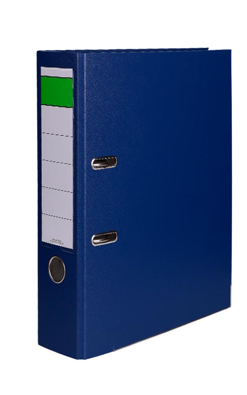 Ordner aus Kunststoff DIN A4 in blau mit einer Rückenbreite von 8 cm