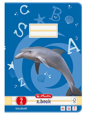 Herlitz Heft DIN A4 mit Delfin-Motiv, 16 Blatt und Lineatur 02