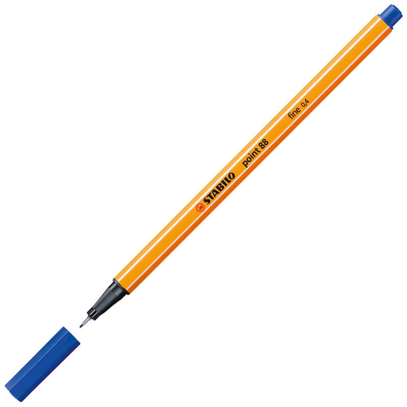 STABILO Fineliner point 88 in blau mit 0,4 mm Strichstärke und Astrocknungsschutz auf Wasserbasis