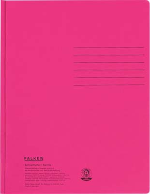 Schnellhefter Falken aus Karton DIN A4 in pink mit einem Fassungsvermögen von ca. 250 Blatt