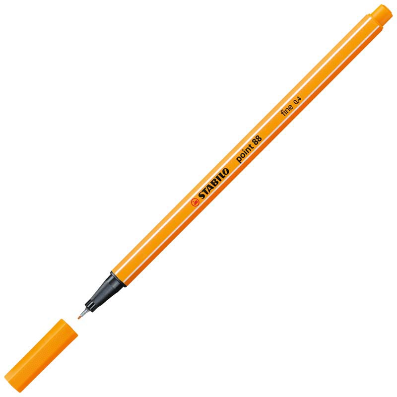 STABILO Fineliner point 88 in orange mit 0,4 mm Strichstärke und Astrocknungsschutz auf Wasserbasis